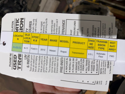 2012 Nissan Rogue Automatic FWD Transmission main image