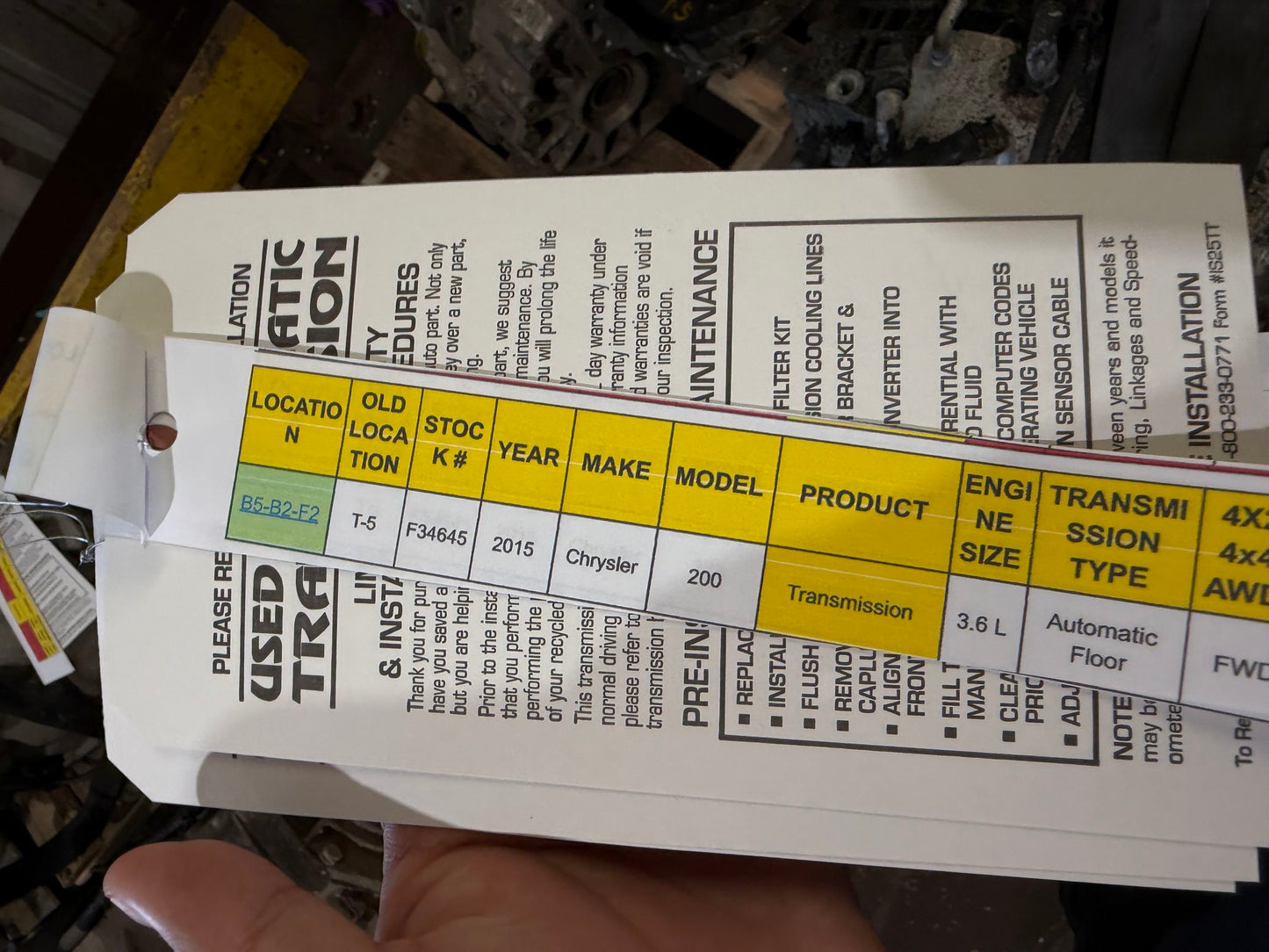 2015 Chrysler 200 Automatic FWD Transmission main image
