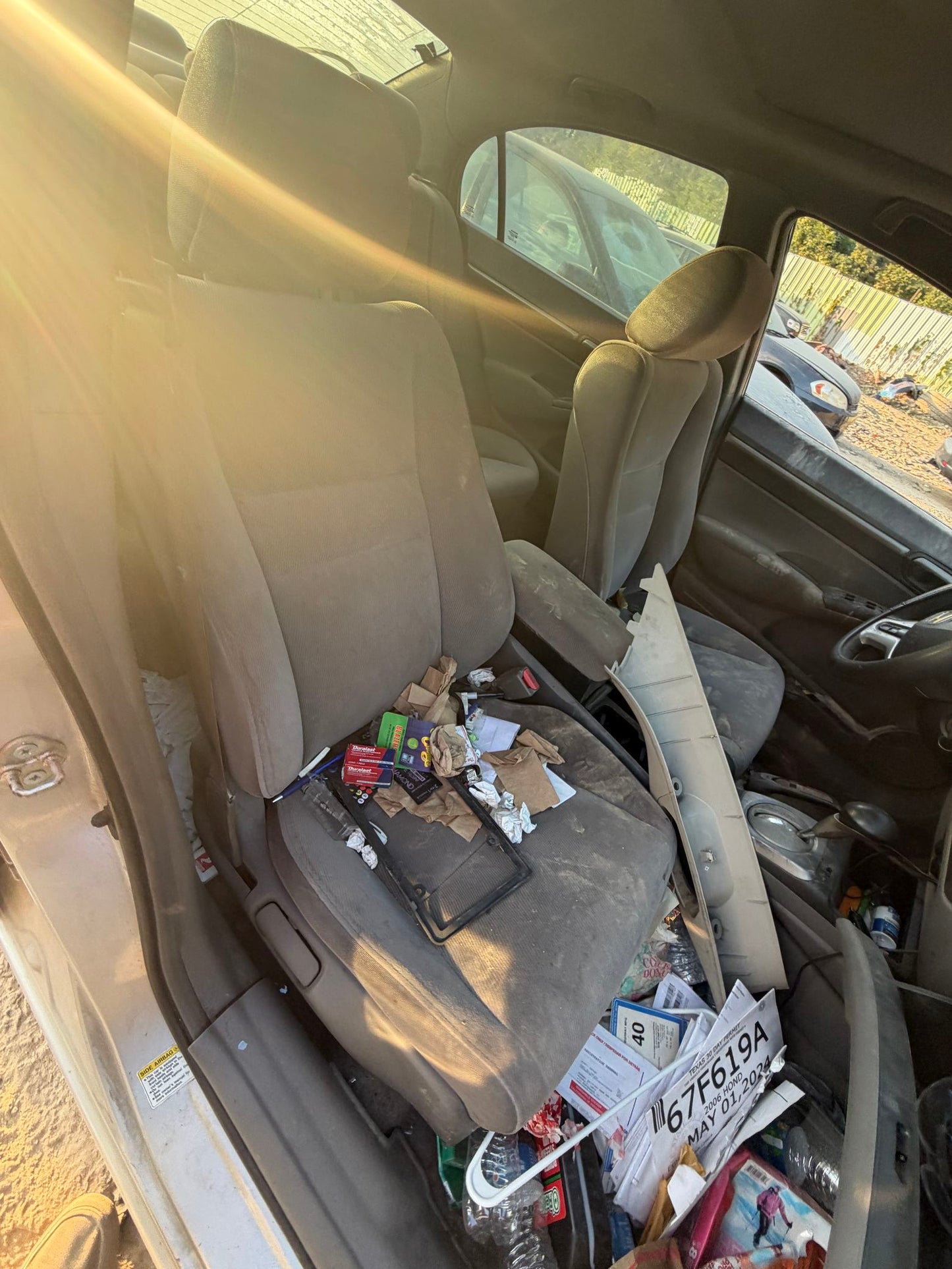 Door Window Glass Front Passenger Side 2006 - 2011 Honda Civic Sdn