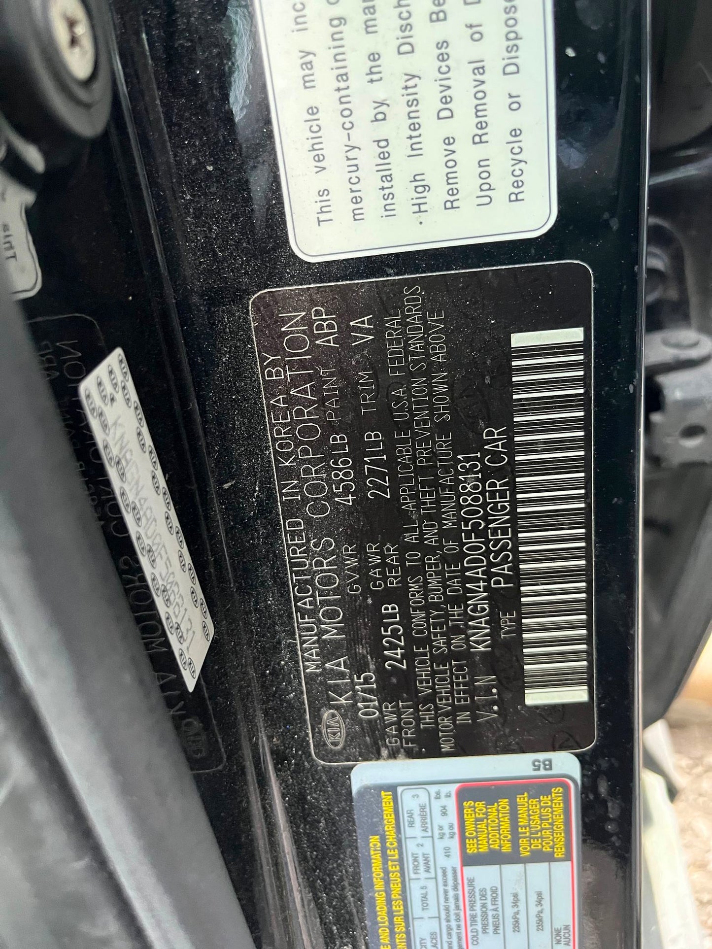 Headlight Driver Side 2011 - 2015 Kia Optima Hybrid