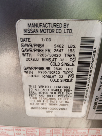 Seat Assembly Rear 2003 - 2008 INFINITI FX45
