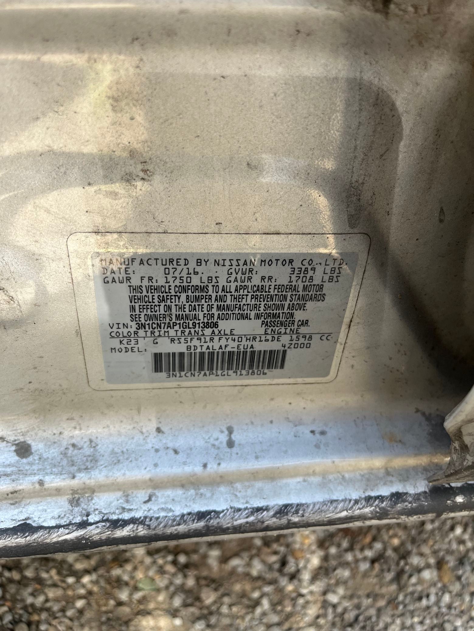 C-Pillar Trim Panel Driver Side 2012 - 2019 Nissan Versa