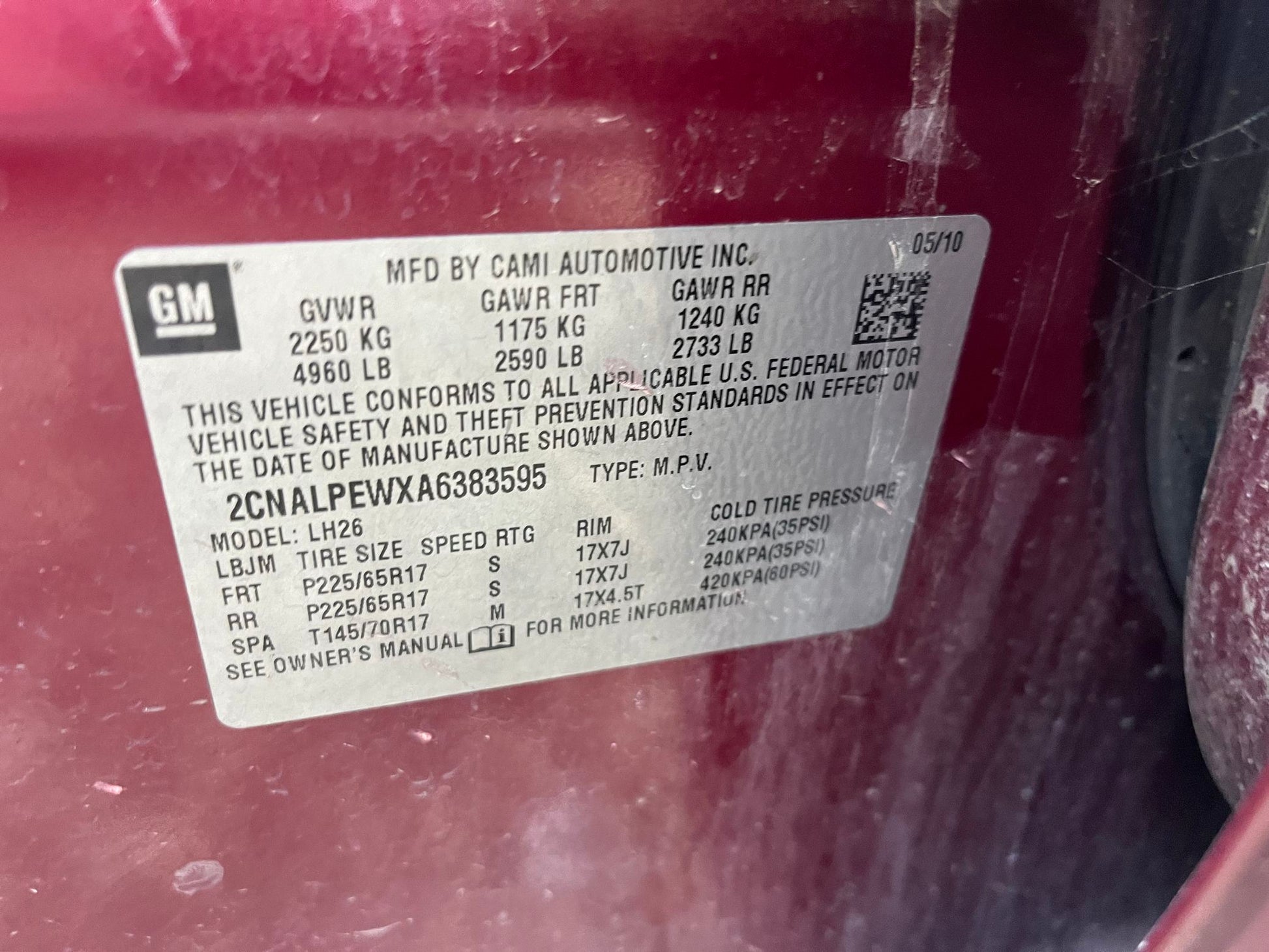 Door Trim Panel Rear Passenger Side 2010 - 2017 Chevrolet Equinox