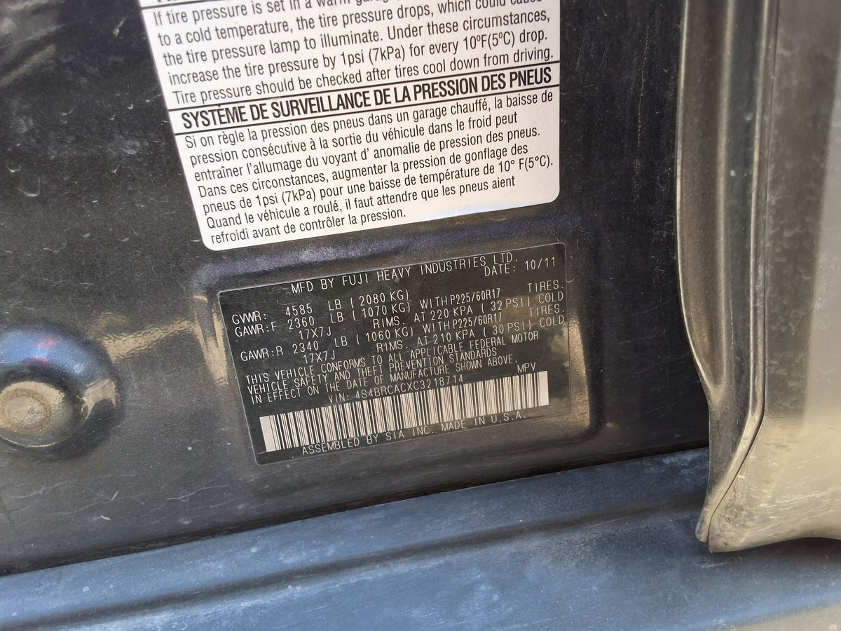 Tail Light Outer Passenger Side 2010 - 2014 Subaru Outback