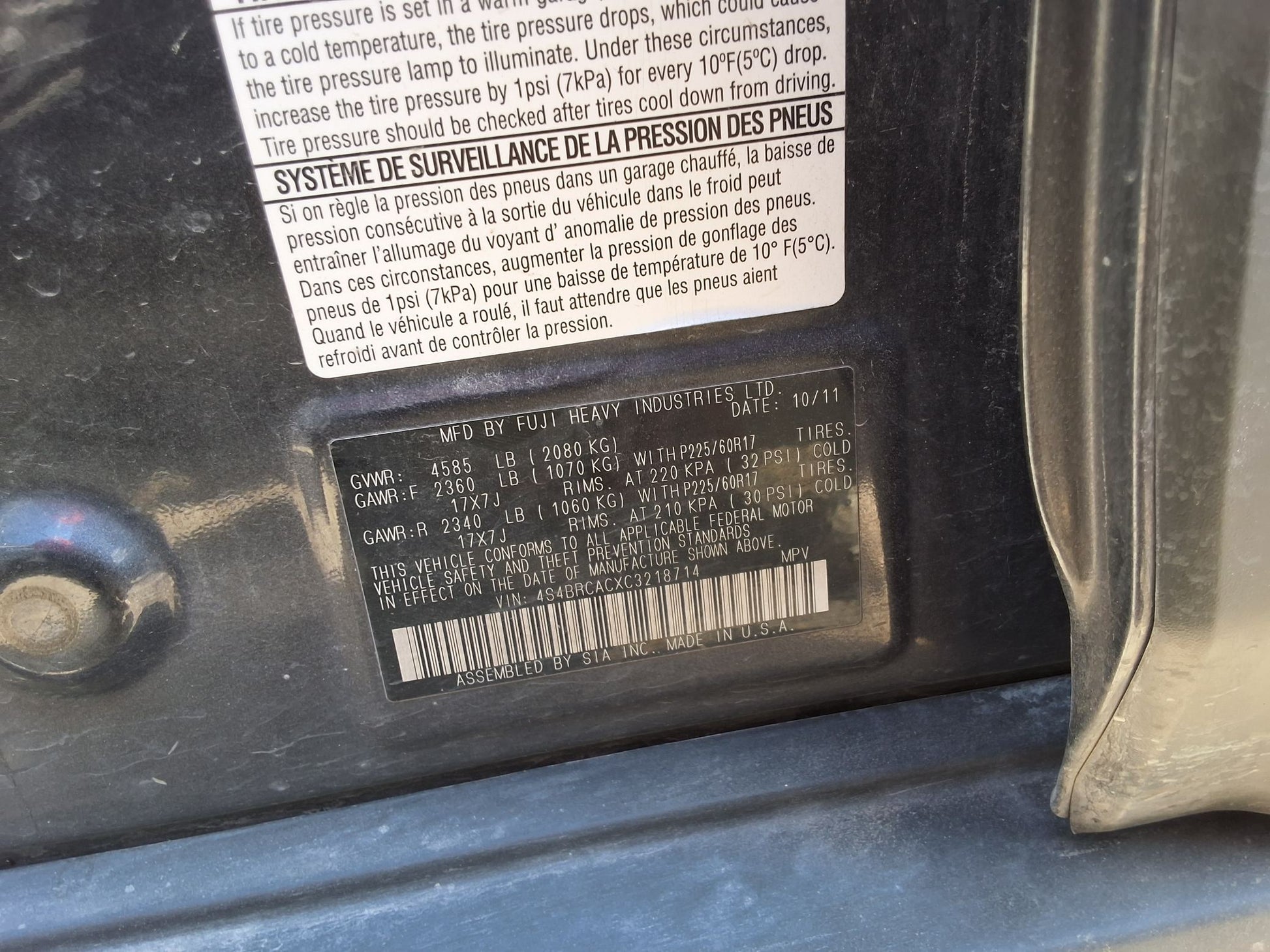 Radiator Core Support 2010 - 2014 Subaru Outback