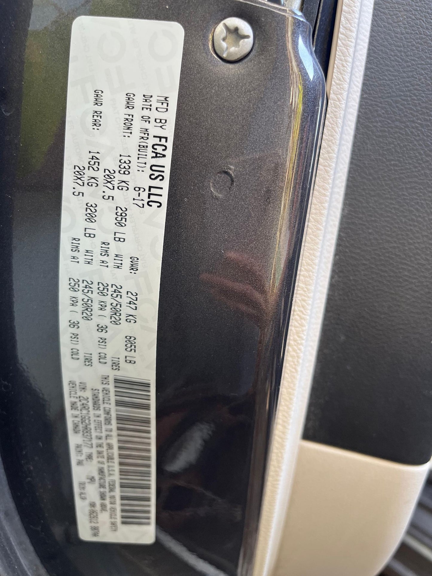 Door Trim Panel Front Driver Side 2017 - 2027 Chrysler Pacifica