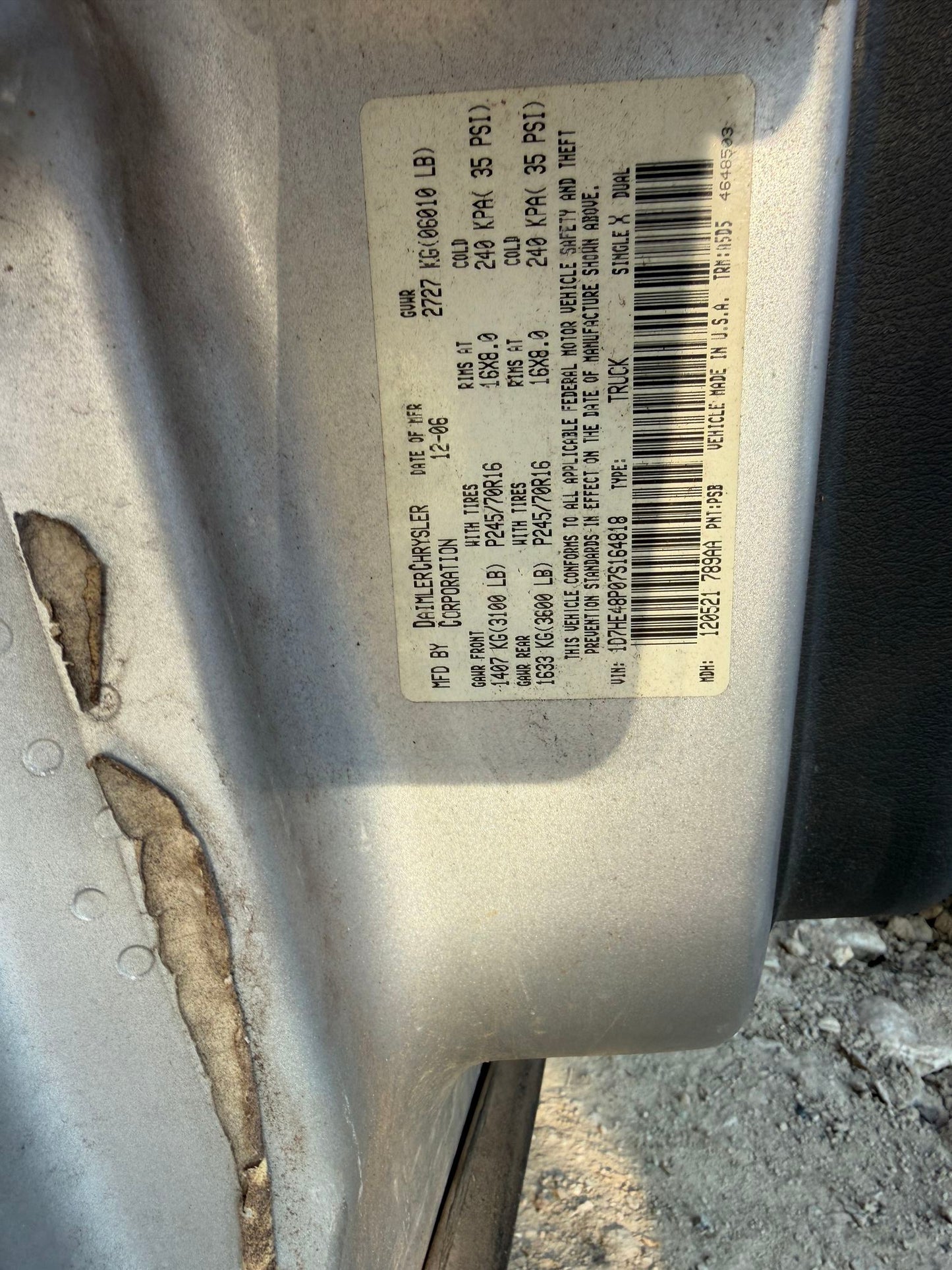 Door Shell Front Passenger Side 2005 - 2011 Dodge Dakota