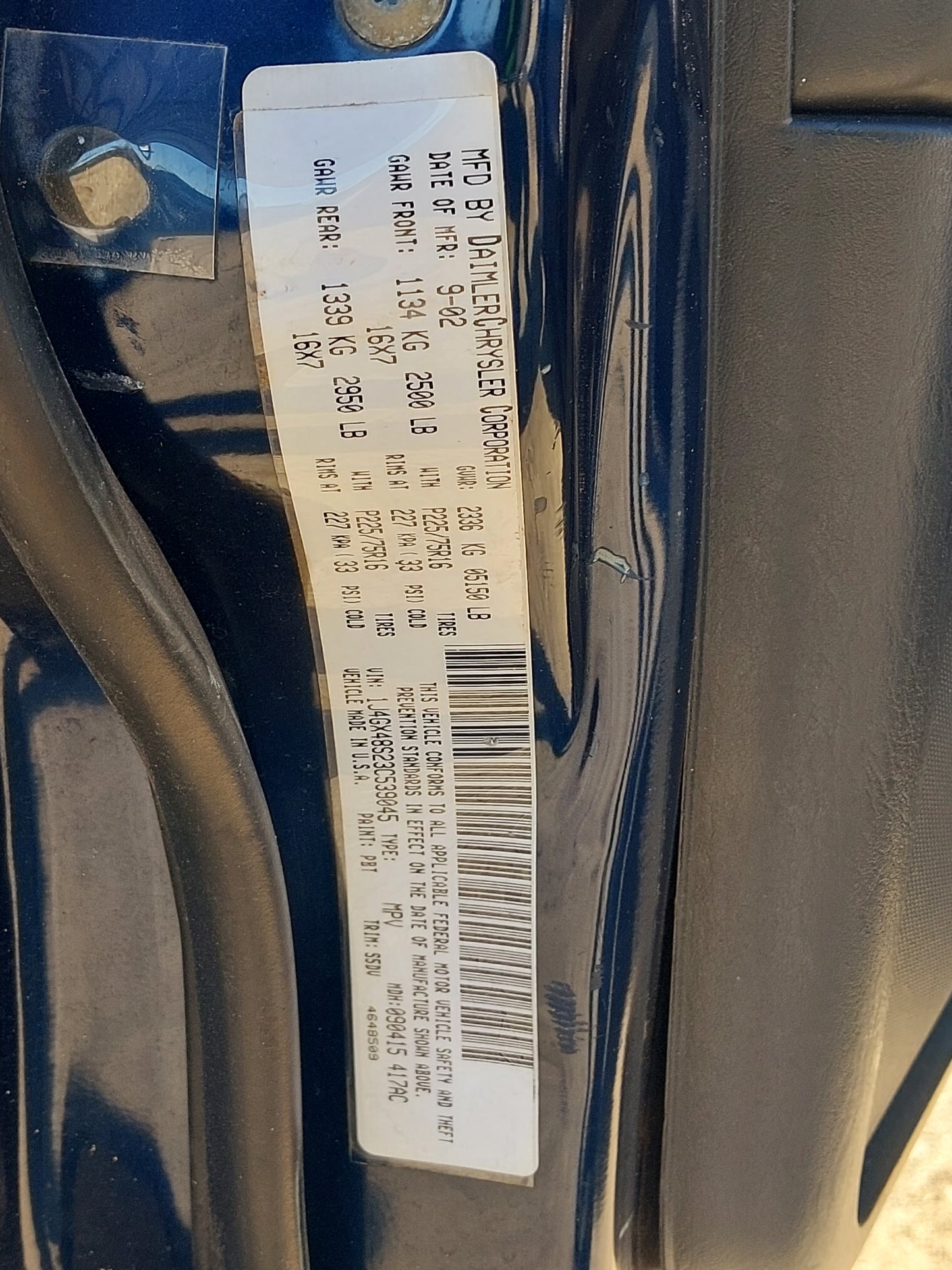 1999-2004 Jeep Grand Cherokee - Stock #: M18201