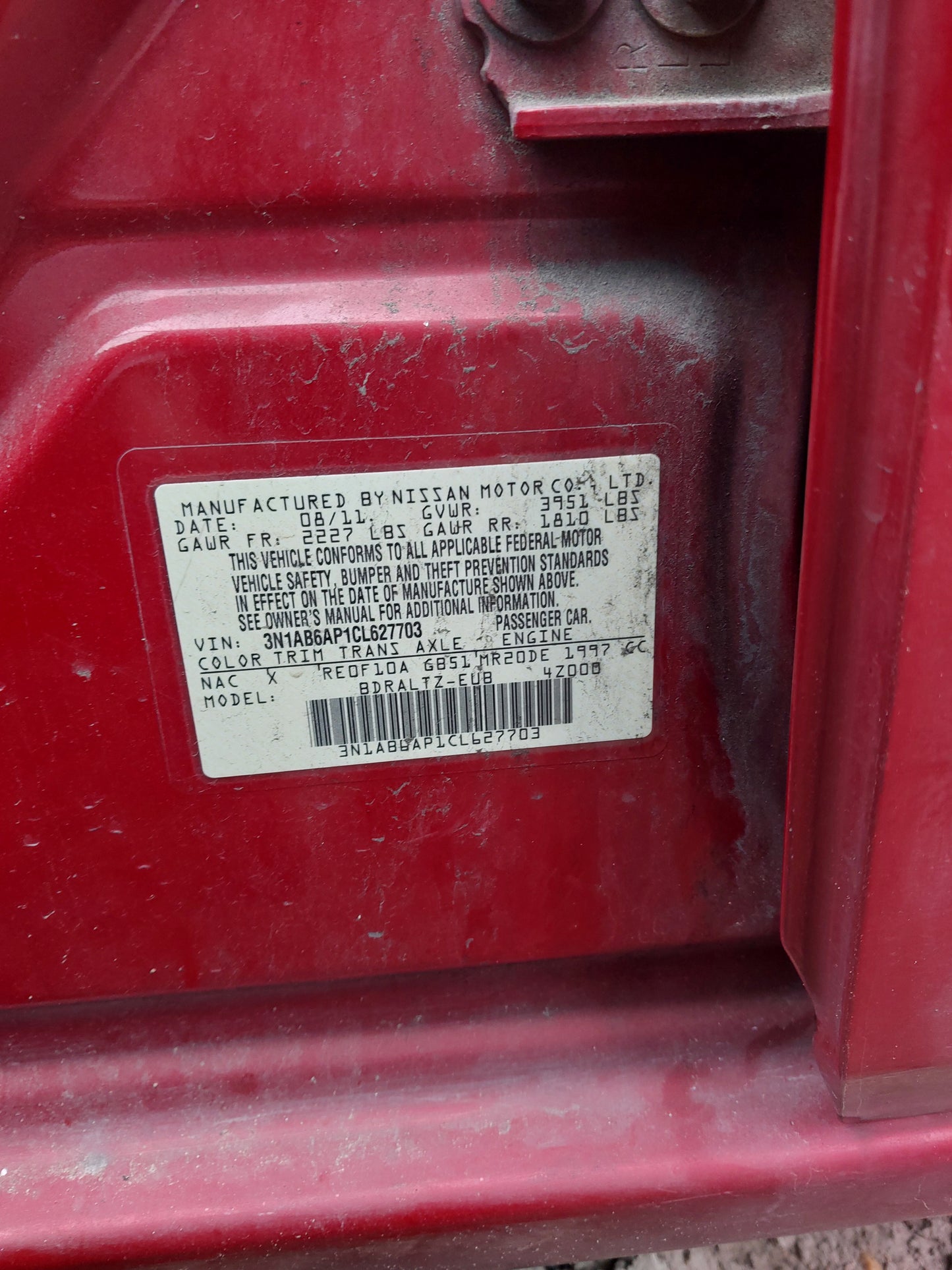 2007-2012 Nissan Sentra - Stock #: M18202